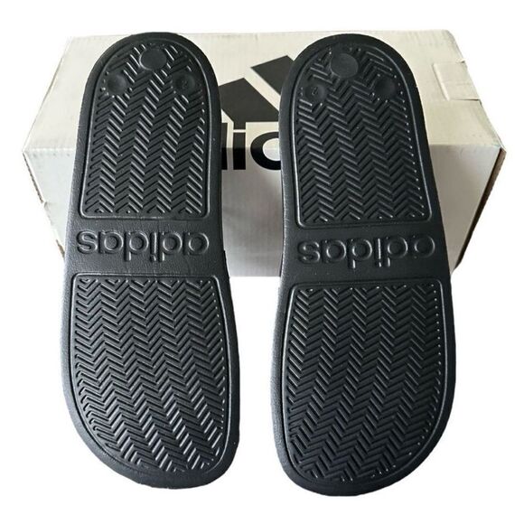 Adidas Black and White Slide Sandals Unisex Kids Size 2 - Picture 6 of 9